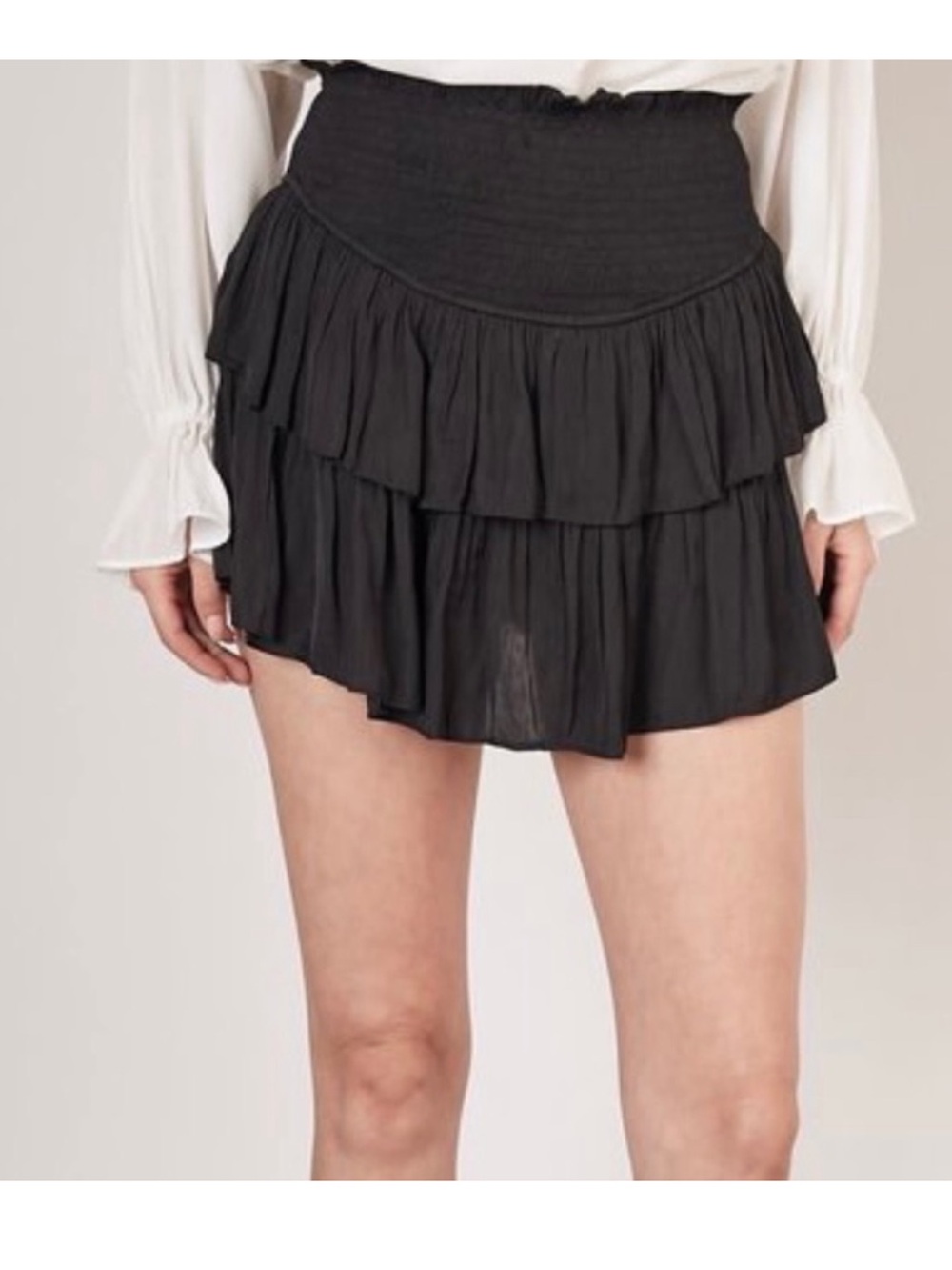 Mustard seed Black Tiered Ruffle Mini Skirt